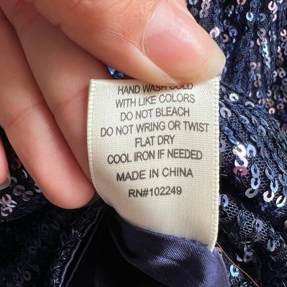 Skies Are Blue Sequin Navy Silver Bubble Sleeve Top Size XS - Picture 7 of 7